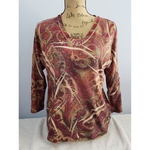 Jane Ashley Womans 3/4 Sleeve Blouse Size Medium